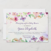 Butterfly Floral Watercolor Babydusche Einladung (Vorderseite)