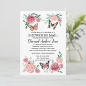 Butterfly Florals Dusche per Post Long Distanz Einladung (Stehend Vorderseite)