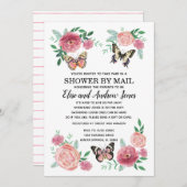 Butterfly Florals Dusche per Post Long Distanz Einladung (Vorne/Hinten)