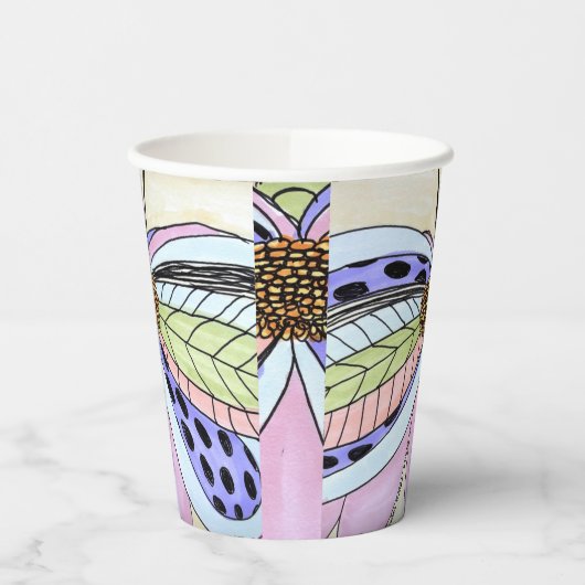 Butterfly Flower Blank Pappbecher (Links)
