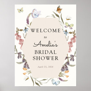 Butterfly Flower Garden Bridal Begrüßungszeichen Poster