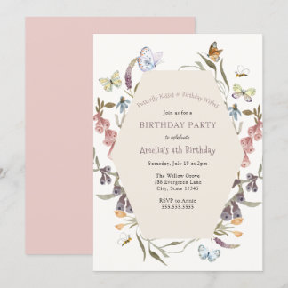 Butterfly Flower Garden Geburtstag Einladung