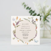 Butterfly Flower Garden Geburtstag Einladung (Stehend Vorderseite)