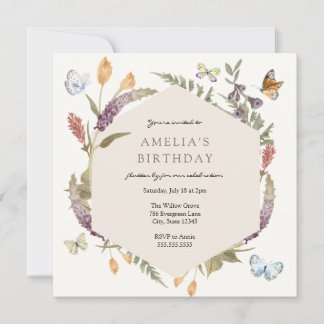 Butterfly Flower Garden Geburtstag Einladung