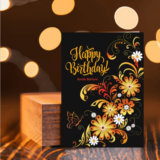 Butterfly & Flowers Birthday Card Karte