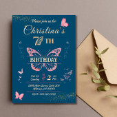 Butterfly Flügel 7. Geburtstag blauen Einladung