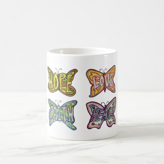 Butterfly Flügel Word Art Inspiration Kaffee Cup Kaffeetasse (Mittel)