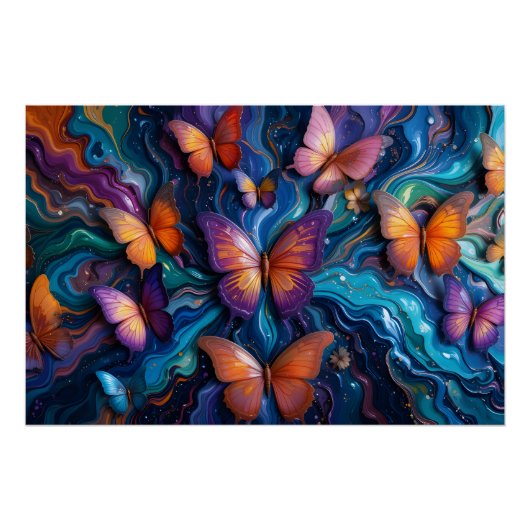 Butterfly Fluid Art Poster (Vorderseite)