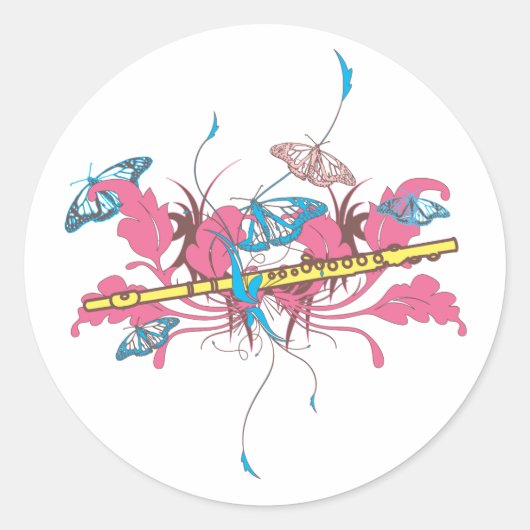 Butterfly Flute Runder Aufkleber (Vorderseite)
