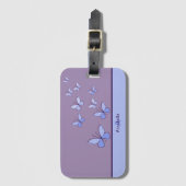 Butterfly Flutter in Blue - Name & Initial Gepäckanhänger (Vorderseite Vertikal)