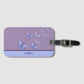 Butterfly Flutter in Blue - Name & Initial Gepäckanhänger (Vorderseite (Horizontal))