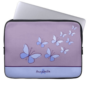 Butterfly Flutter in Blue - Name & Initial Laptopschutzhülle