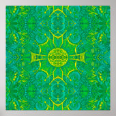 Butterfly Forest Bohemisch Arabesque Mandala Green Poster (Vorne)