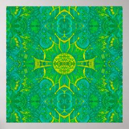 Butterfly Forest Bohemisch Arabesque Mandala Green Poster