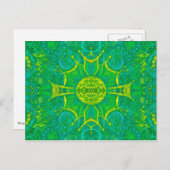 Butterfly Forest Bohemisch Arabesque Muster Green Postkarte (Vorne/Hinten)