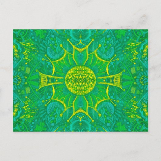 Butterfly Forest Bohemisch Arabesque Muster Green Postkarte (Vorderseite)