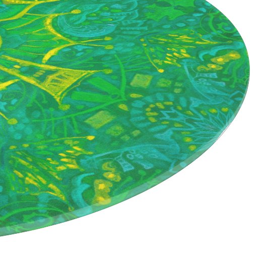 Butterfly Forest Bohemisch Arabesque Muster Green Schneidebrett (Ecke)