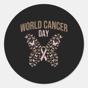 Butterfly form Cancer Awareness Month World Cance Runder Aufkleber