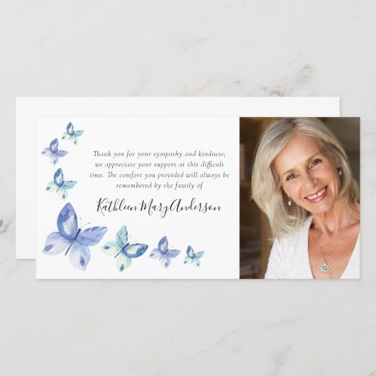 Butterfly Foto Beerdigung Danke Karte (Vorne/Hinten)