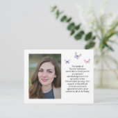 Butterfly Foto Beerdigung Danke, Note Card Dankeskarte (Stehend Vorderseite)