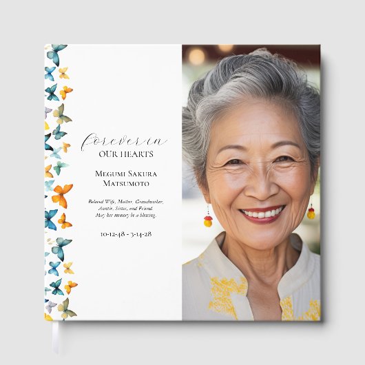 Butterfly Foto Funerary Guest Book Gästebuch (Vorderseite)