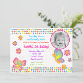 Butterfly Foto Geburtstagsfeier Einladung (Stehend Vorderseite)