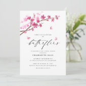 Butterfly Foto Kirsche Blüten Rosa Brautparty Einladung (Stehend Vorderseite)