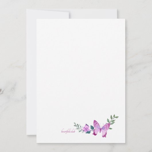 Butterfly Frame Foto Geburtstag Einladung (Rückseite)