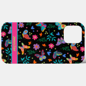 Butterfly Fun Folk Modern Black Floral Girl Name Case-Mate iPhone Hülle (Rückseite (Horizontal))