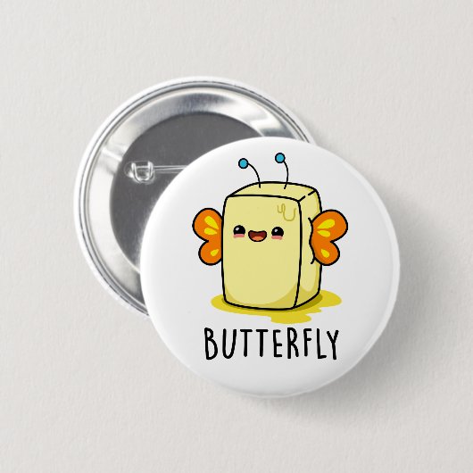 Butterfly-Funny Butter mit Flügelpuppe Button (Vorne & Hinten)