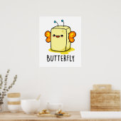 Butterfly-Funny Butter mit Flügelpuppe Poster (Küche)