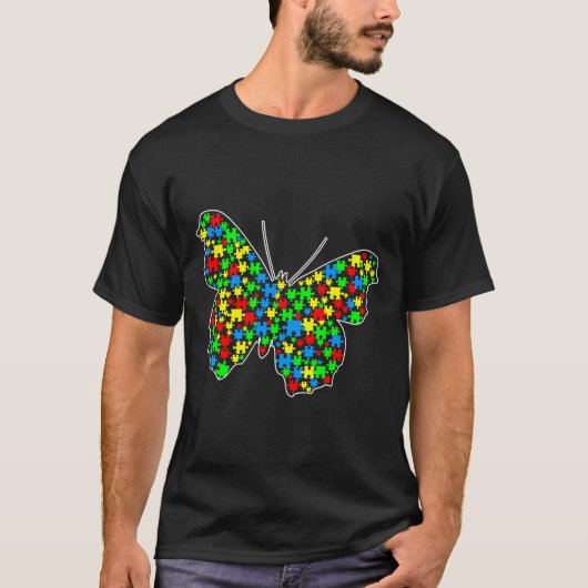Butterfly Funny Puzzle Tiere Autismus Bewusstsein T-Shirt (Vorderseite)