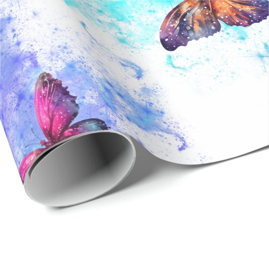 Butterfly-Galaxie weiß Geschenkpapier (Rolleneckpunkt)