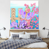 Butterfly Garden 3D Whimsey Leinwanddruck (Insitu (Schlafzimmer))