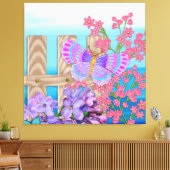 Butterfly Garden 3D Whimsey Leinwanddruck (Insitu (Wohnzimmer))