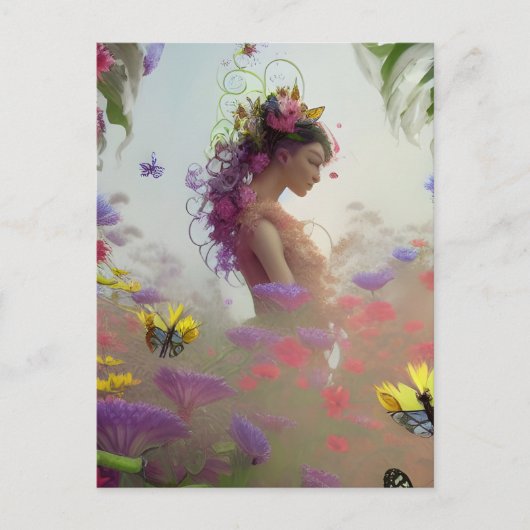 Butterfly Garden AI Generiert Postkarte (Vorderseite)