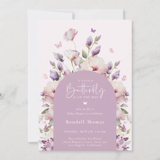 Butterfly Garden Baby Shower Einladung (Vorderseite)