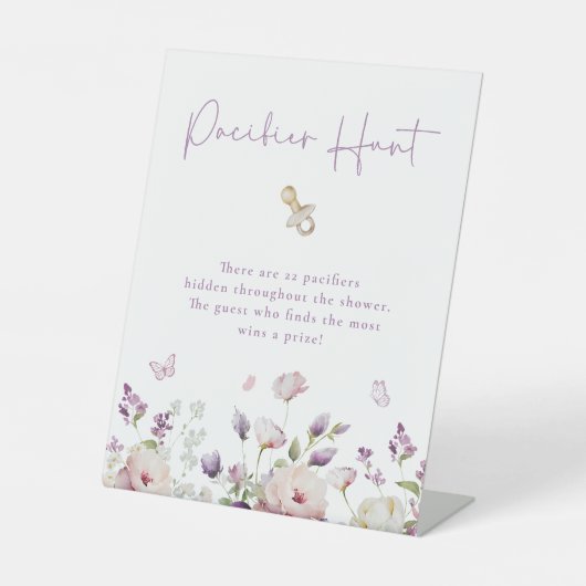 Butterfly Garden Baby Shower Pacifier Hunt Sockelschild (Vorderseite)