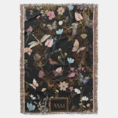 Butterfly Garden Black Throw Blanket Decke (Vorderseite Vertikal)