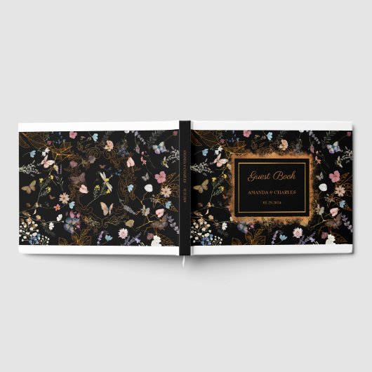 Butterfly Garden Black Wedding Gästebuch (Voll)