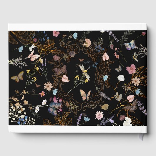 Butterfly Garden Black Wedding Gästebuch (Rückseite)