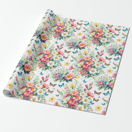 Butterfly Garden Bloom Geschenkpapier (Ungerollt)