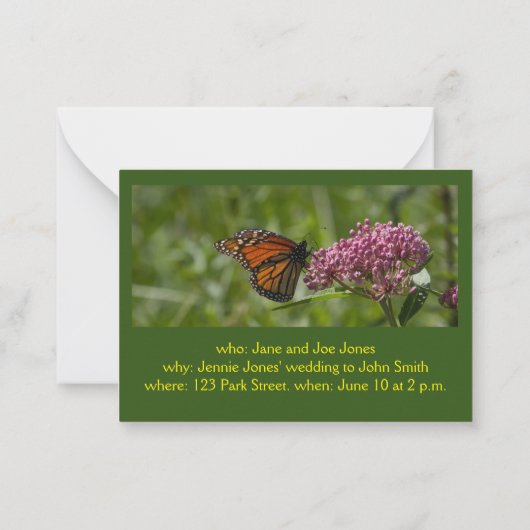 Butterfly Garden Bridal Dusche Einladung (Rückseite)