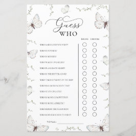 Butterfly Garden Bridal Shower Guess Who Game