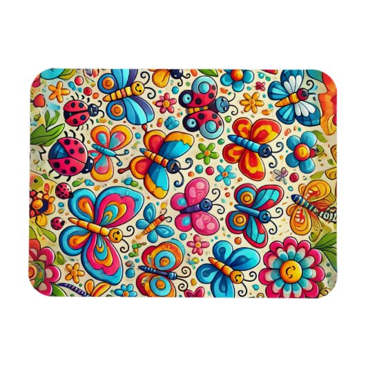 Butterfly Garden Cartoon Magnet (Horizontal)