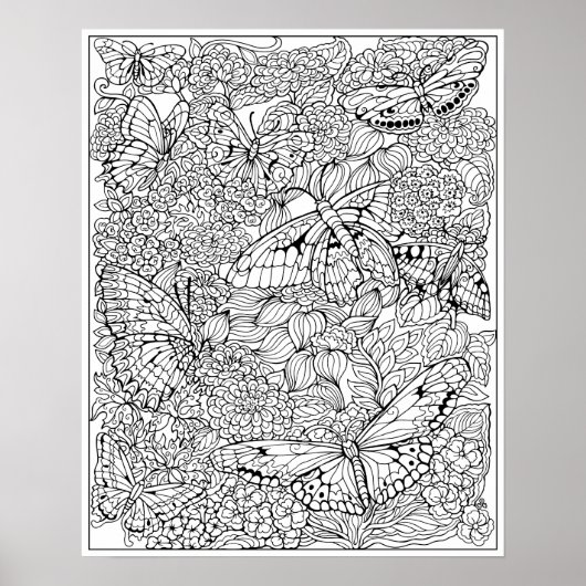 Butterfly Garden Coloring Poster (Vorne)