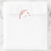 Butterfly Garden Dusty Peach Strip Monogramm Runder Aufkleber (Tasche)