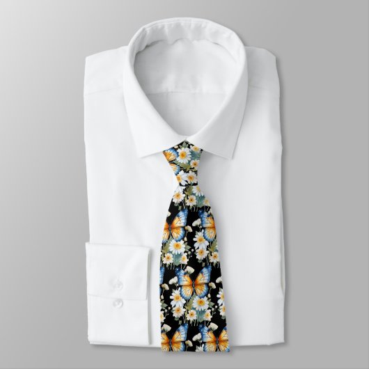 Butterfly Garden Elegantes Muster Neck Tie Krawatte (Gebunden)