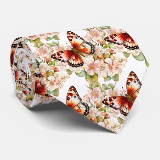 Butterfly Garden Elegantes Muster Neck Tie Krawatte (Gerollt)