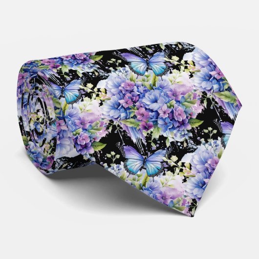 Butterfly Garden Elegantes Muster Neck Tie Krawatte (Gerollt)